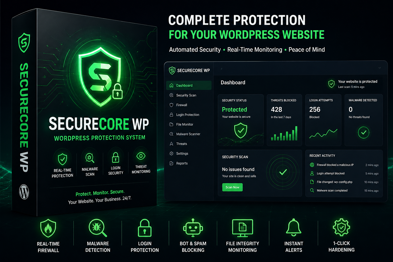 SecureCore WP - WordPress Website Protection System